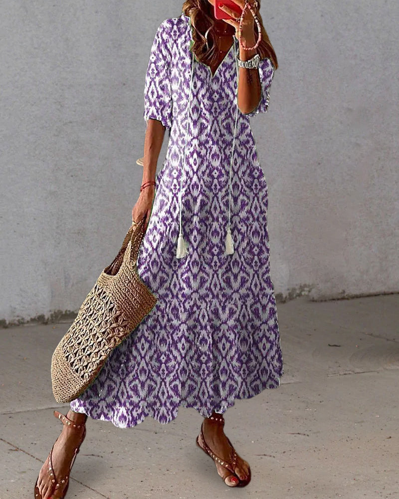 Diana -  Bohemian Style Print Maxi Dress