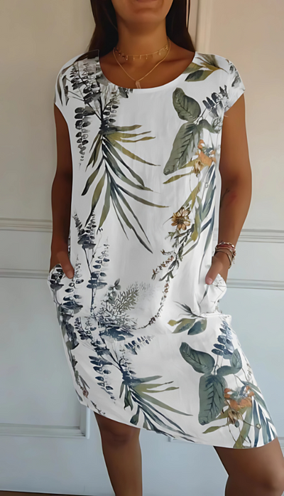 Iris - Casual Loose-Fit Knee-Length Printed Dress