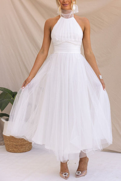 Phoebe - Halter Neck Mesh Casual Dress