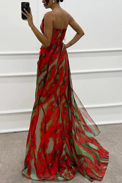 Noemi - Chiffon Floral Print Slit Dress