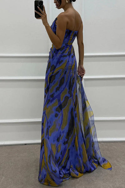 Noemi - Chiffon Floral Print Slit Dress