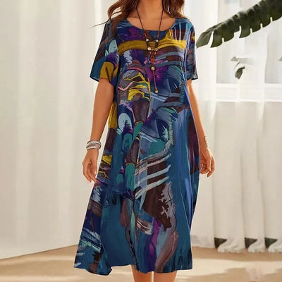 Diva™ | Printed V-neck Half Sleeve Dress