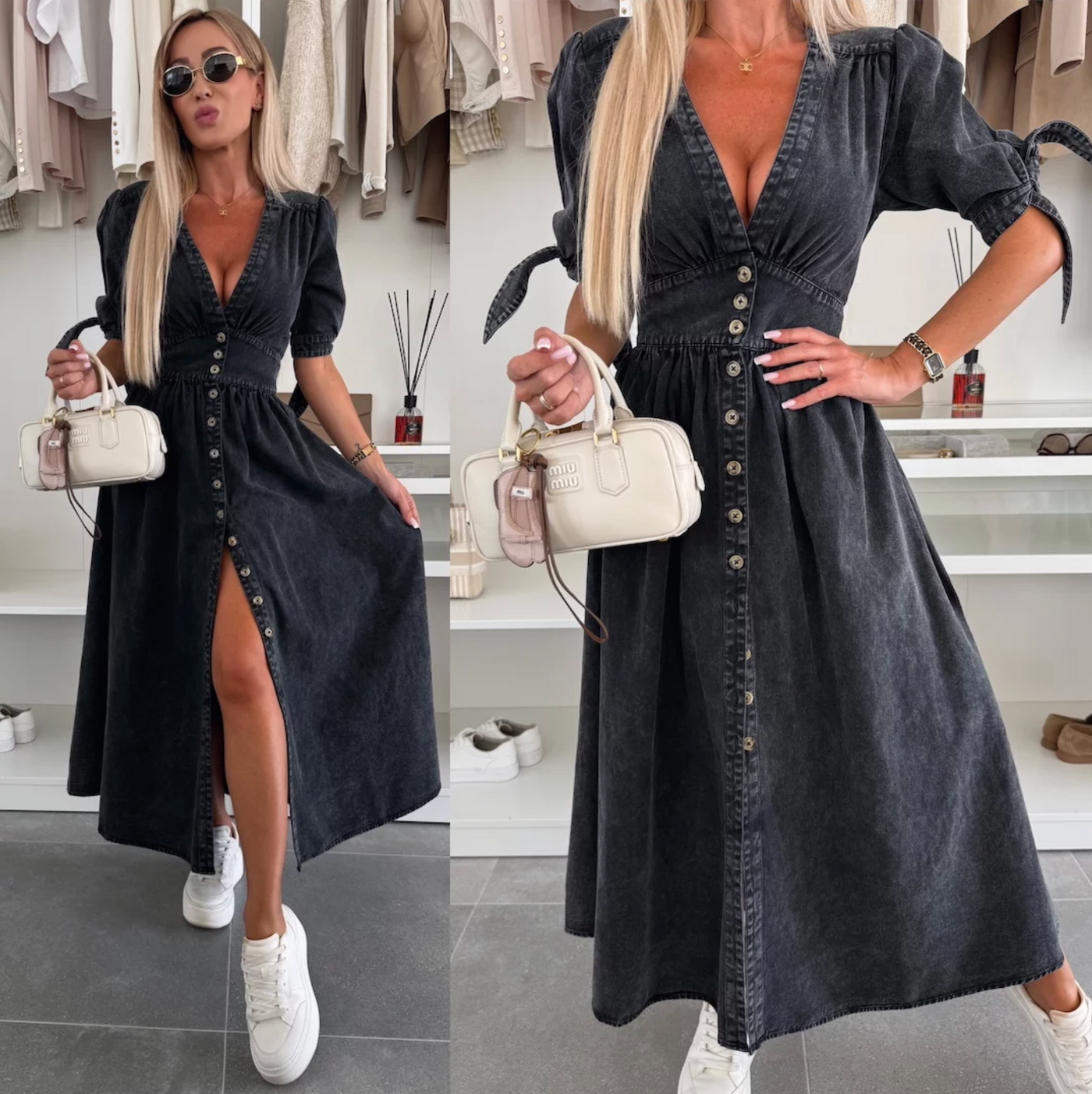 Theresa™ - Shimmering denim dress