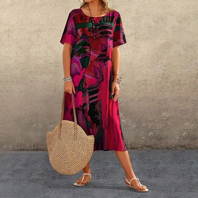 Diva™ | Printed V-neck Half Sleeve Dress