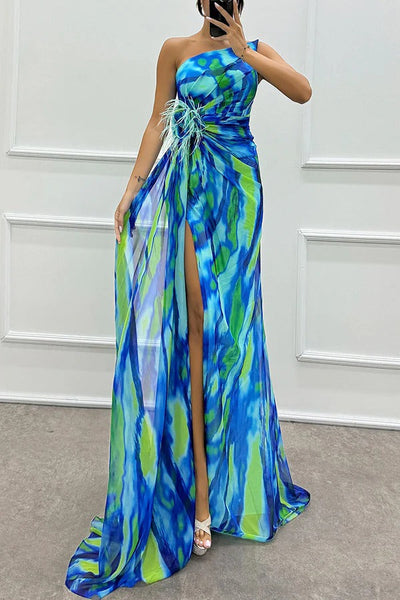Noemi - Chiffon Floral Print Slit Dress