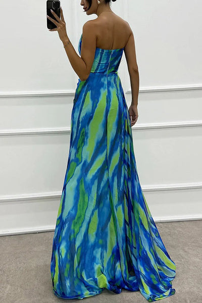 Noemi - Chiffon Floral Print Slit Dress