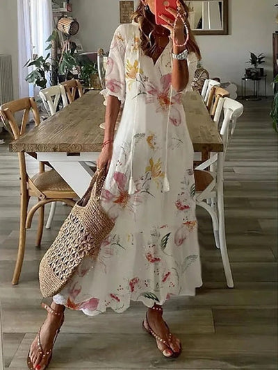 Diana -  Bohemian Style Print Maxi Dress