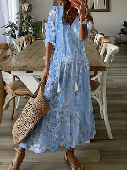 Diana -  Bohemian Style Print Maxi Dress