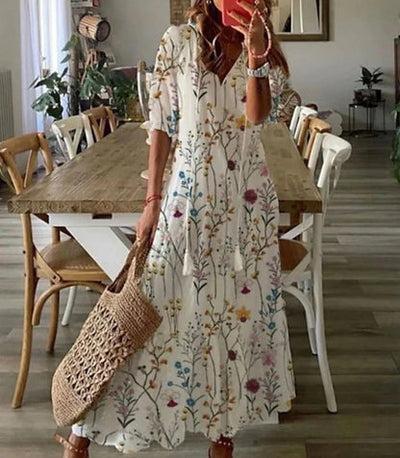 Diana -  Bohemian Style Print Maxi Dress