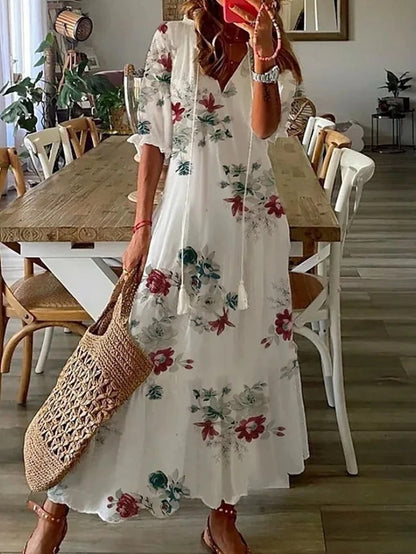 Diana -  Bohemian Style Print Maxi Dress