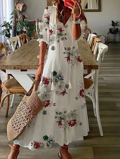 Diana -  Bohemian Style Print Maxi Dress
